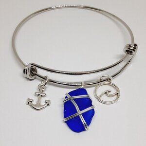 Stainless steel sea glass bracelet